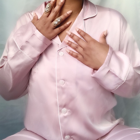 Ballerina Pink Satin Pajamas Top And Bottom - Picture 5 of 7